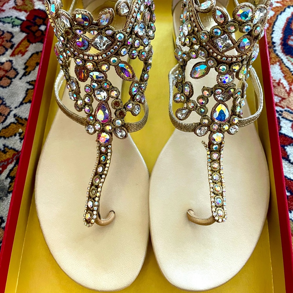 Rene Caovilla jeweled crystal thong sandals